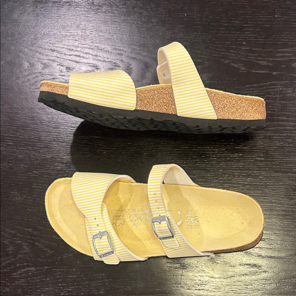 Birki’s - Yellow Striped Women's Sandals - size 7 (runs a little big) **Like New - Picture 2 of 6